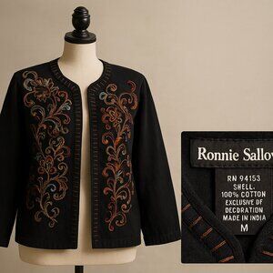 ✨ Ronnie Salloway Embroidered Cotton Jacket – RN 94153 – Size M